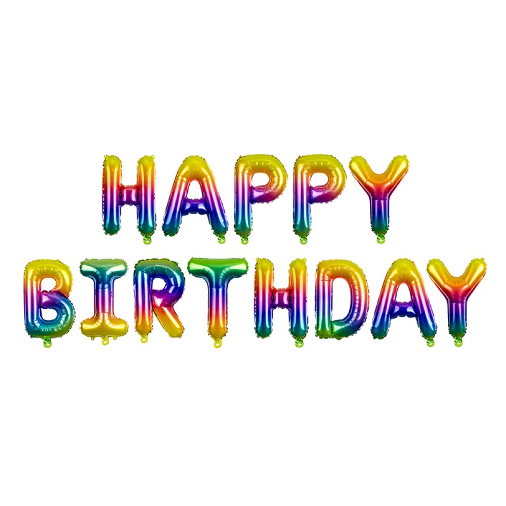 Letter foil balloon «happy birthday" rainbow