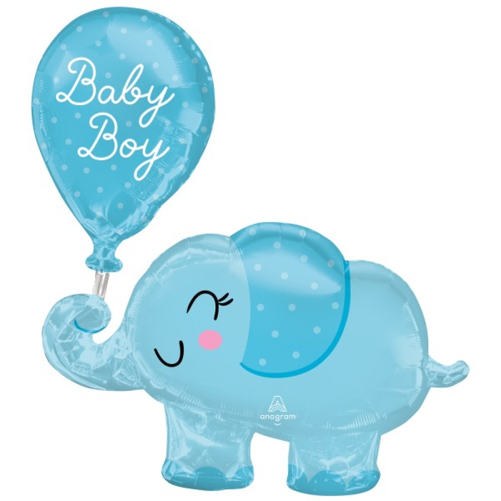 Foil balloon «ELEPHANT BABY BOY» blu