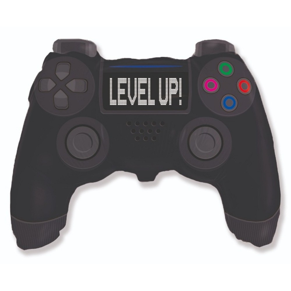 Foil balloon «GAME CONTROLLER LEVEL UP», black