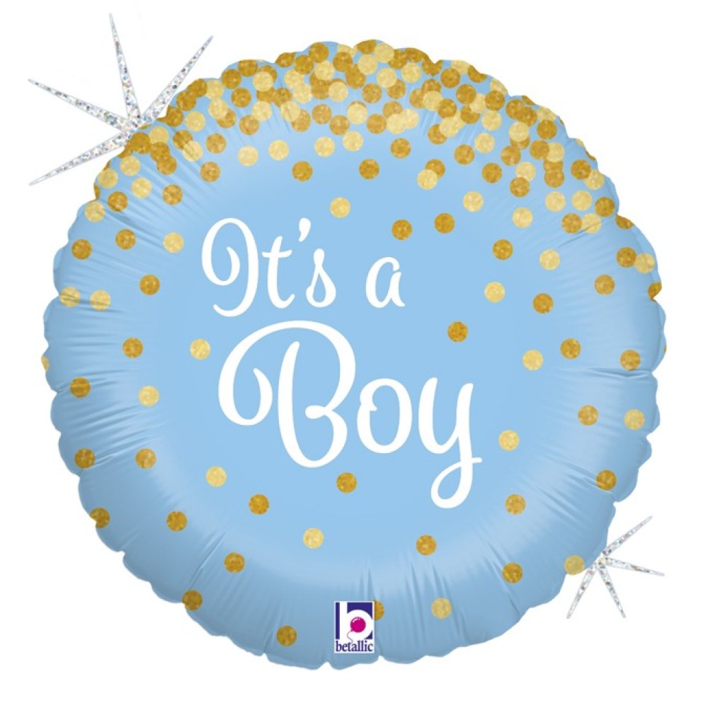 «It's a boy», round, blue, holographic