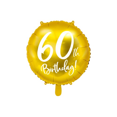 Foil balloon «60th BIRTHDAY!» gold, round