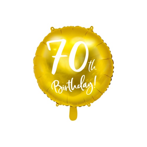 Fooliumist õhupall «70th BIRTHDAY», kuldne, ümmargune