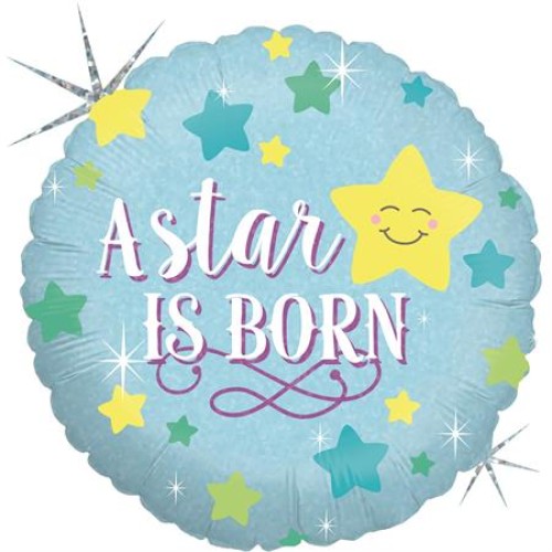 «A Star is Born» круглый, синий, голографический