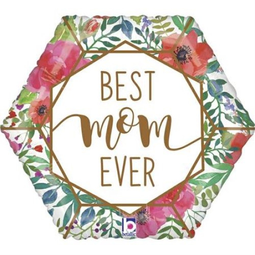 Фольгированный шар «BEST MOM EVER», с цветами