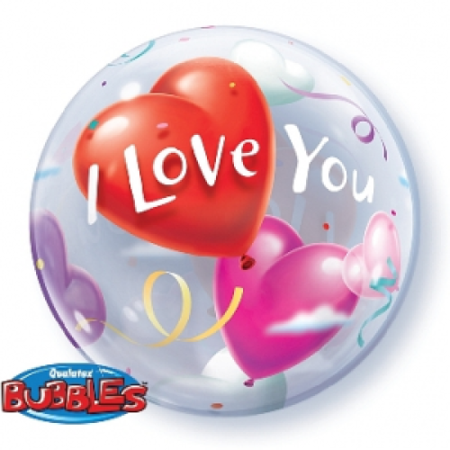 Bubbles «I love you», with hearts