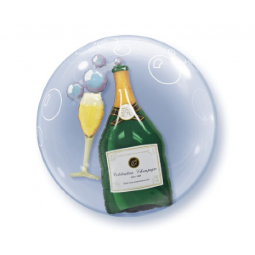 Bubbles «Champagne bottle and glass»