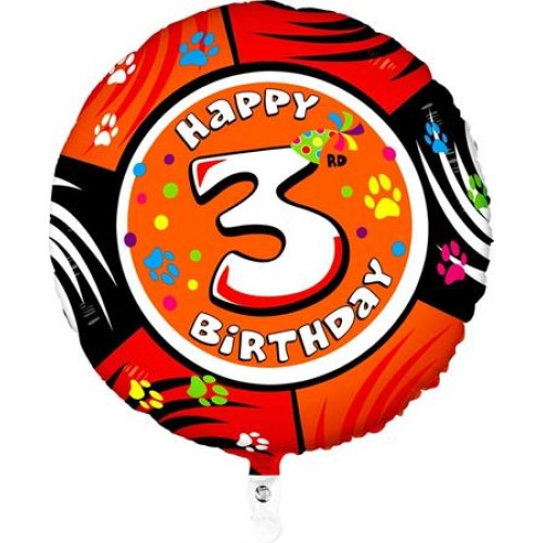 Foil balloon "HAPPY BIRTHDAY 3" round
