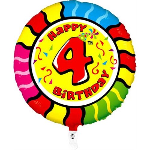 Foil balloon "HAPPY BIRTHDAY 4" round
