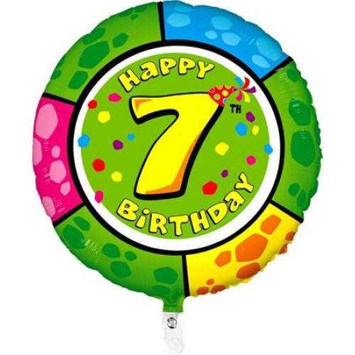 Foil balloon "HAPPY BIRTHDAY 7" round