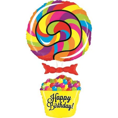 Foil balloon "HAPPY BIRTHDAY", lollipop