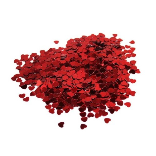 Läbipaistev konfettidega "punased südamed"