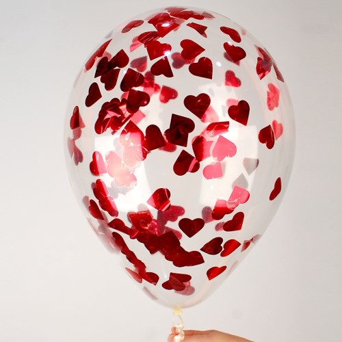 Crystal clear with confetti "red hearts"