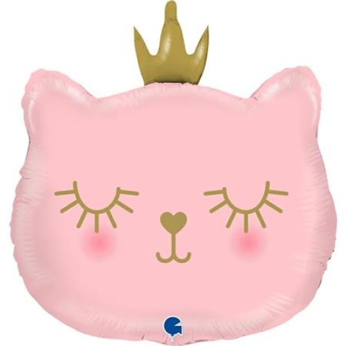 Foil balloon «CAT WITH A CROWN», pink