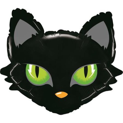 Foil balloon, head «CAT», black