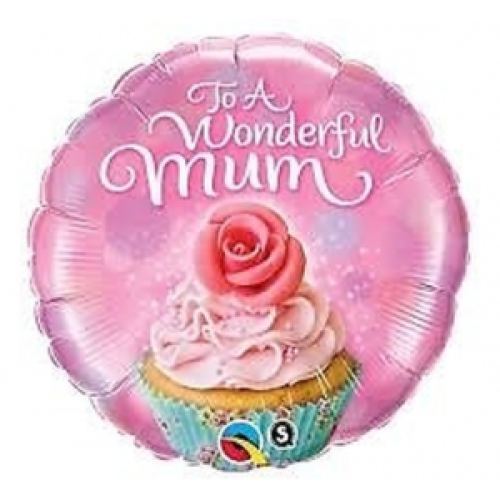 Cake with rose «To a Wonderful Mum», round, pink