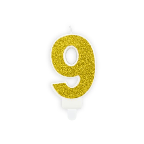 Candle number «9», gold