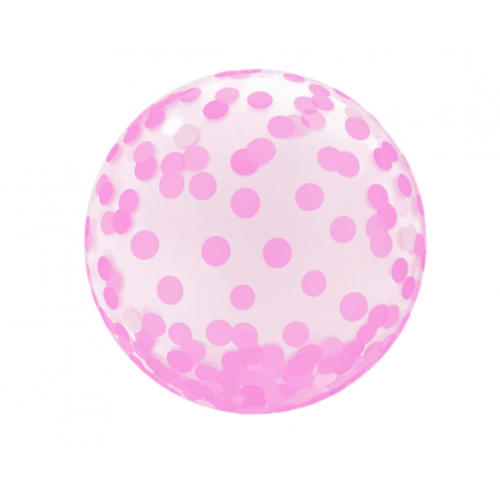 Läbipaistev roosa konfettiga õhupall