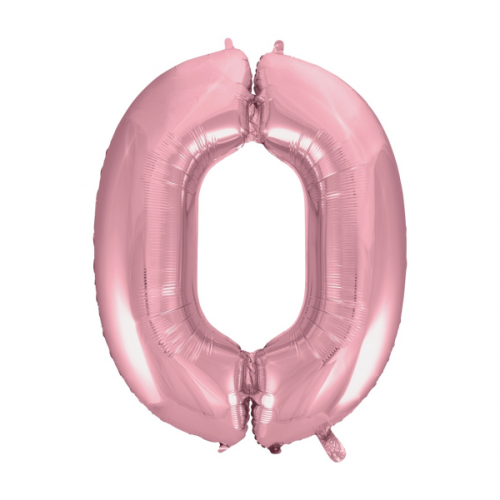 Фольгированный шар "ЦИФРА 0" нежно-розовый