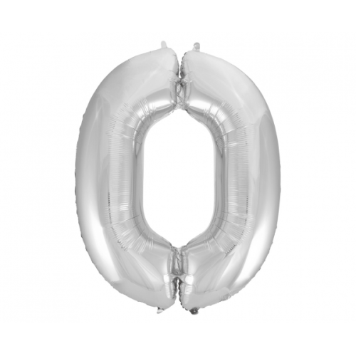 Foil balloon "NUMBER 0" silver