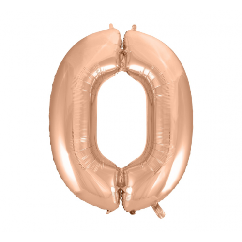 Фольгированный шар "ЦИФРА 0" розово-золотой