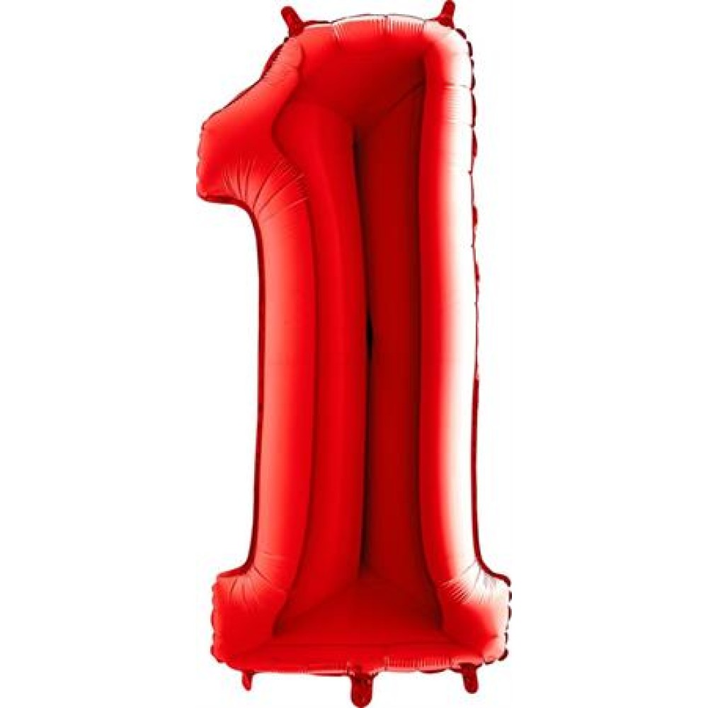 Фольгированный шар "ЦИФРА 1" красный
