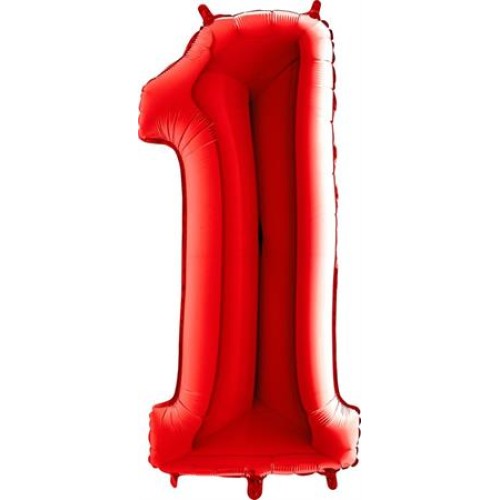 Фольгированный шар "ЦИФРА 1" красный