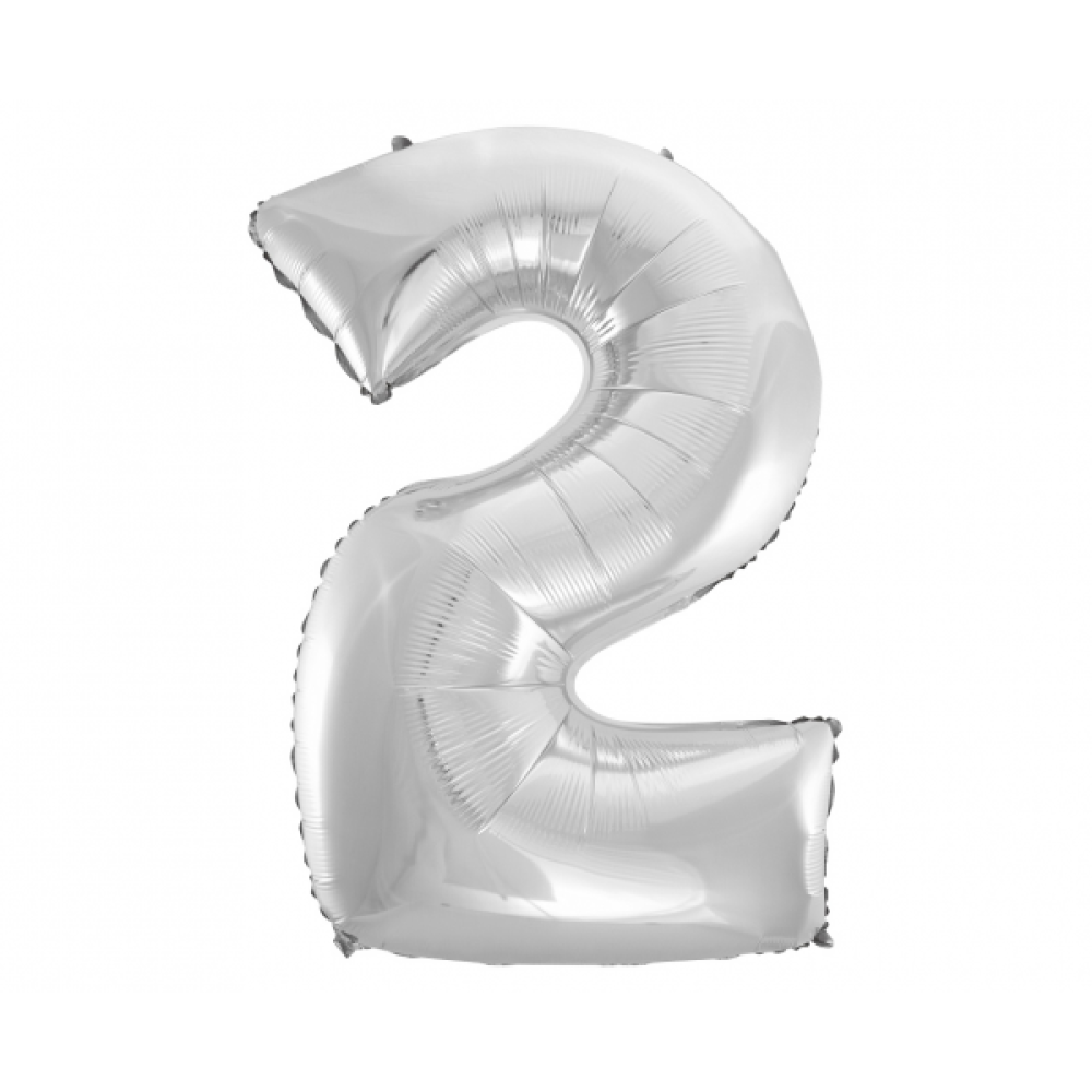 Foil balloon "NUMBER 2" silver