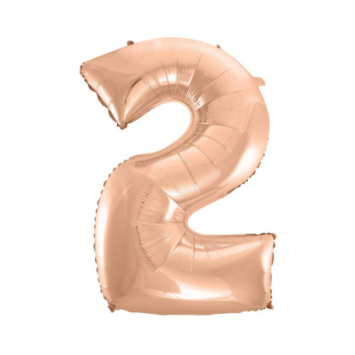 Foil balloon "NUMBER 2" pink-gold