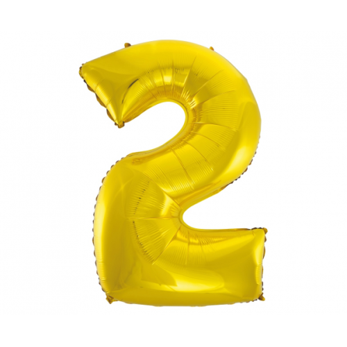 Foil balloon "NUMBER 2" gold