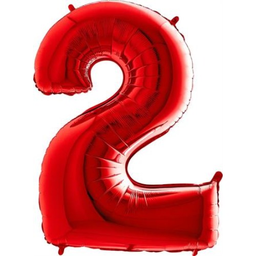 Foil balloon "NUMBER 2" red