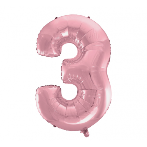 Foil balloon "NUMBER 3" light pink