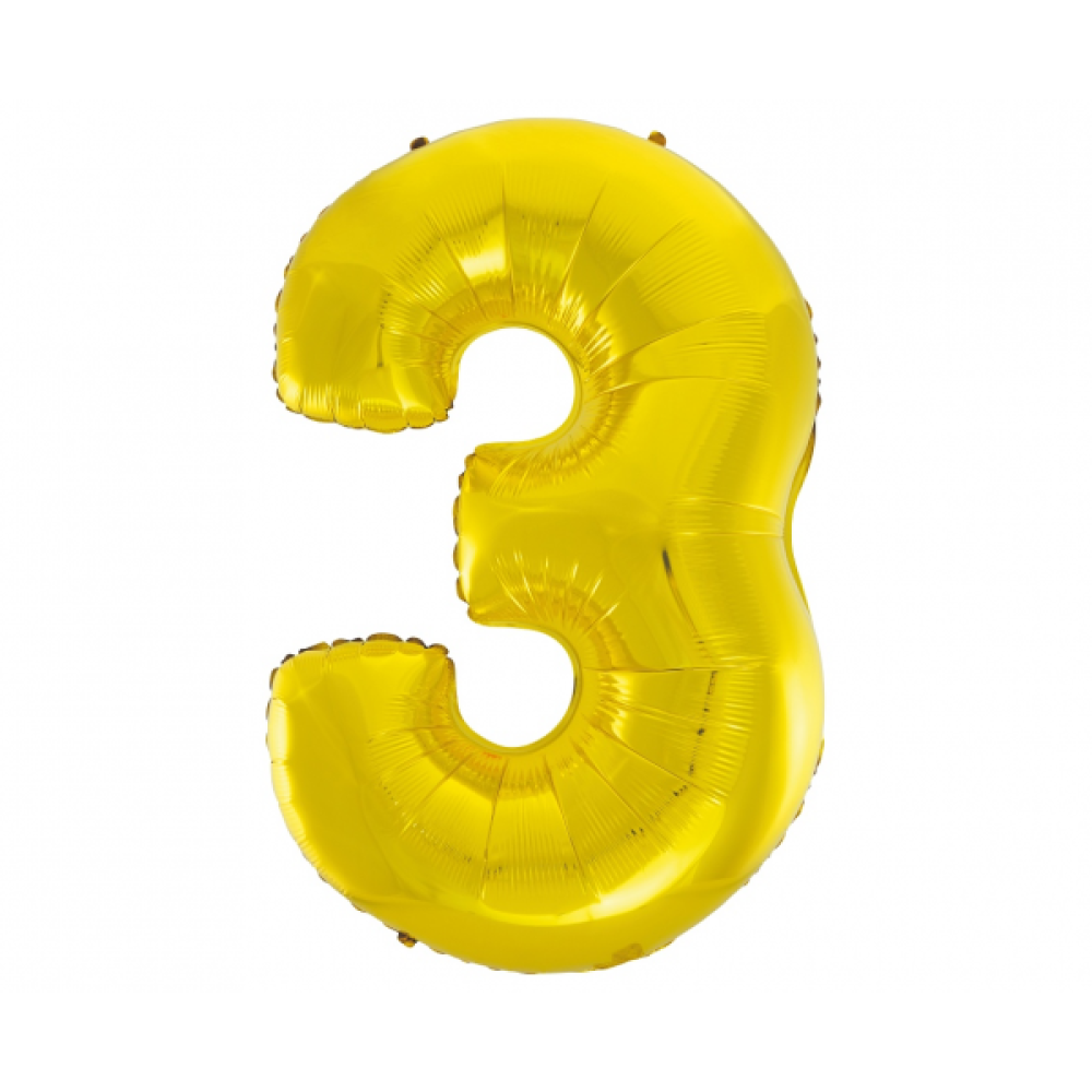 Foil balloon "NUMBER 3" gold
