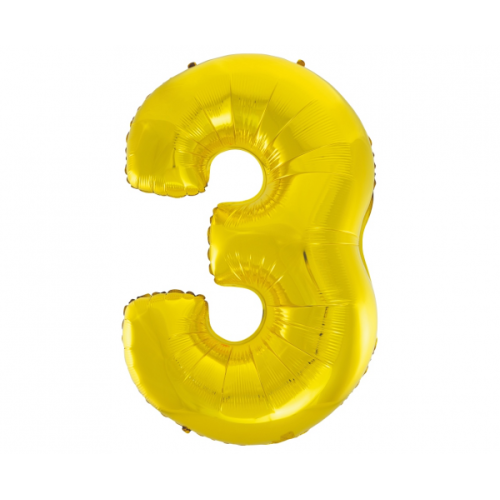 Foil balloon "NUMBER 3" gold