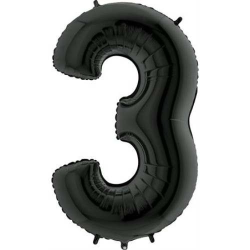 Foil balloon "NUMBER 3" black