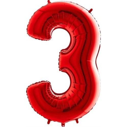 Foil balloon "NUMBER 3" red
