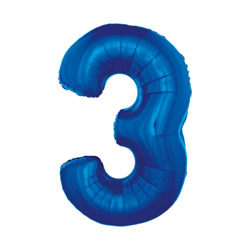 Fooliumist õhupall "NUMBER 3" sinine