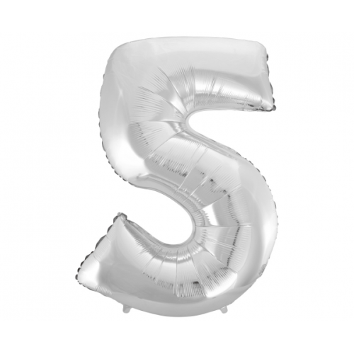 Foil balloon "NUMBER 5" silver