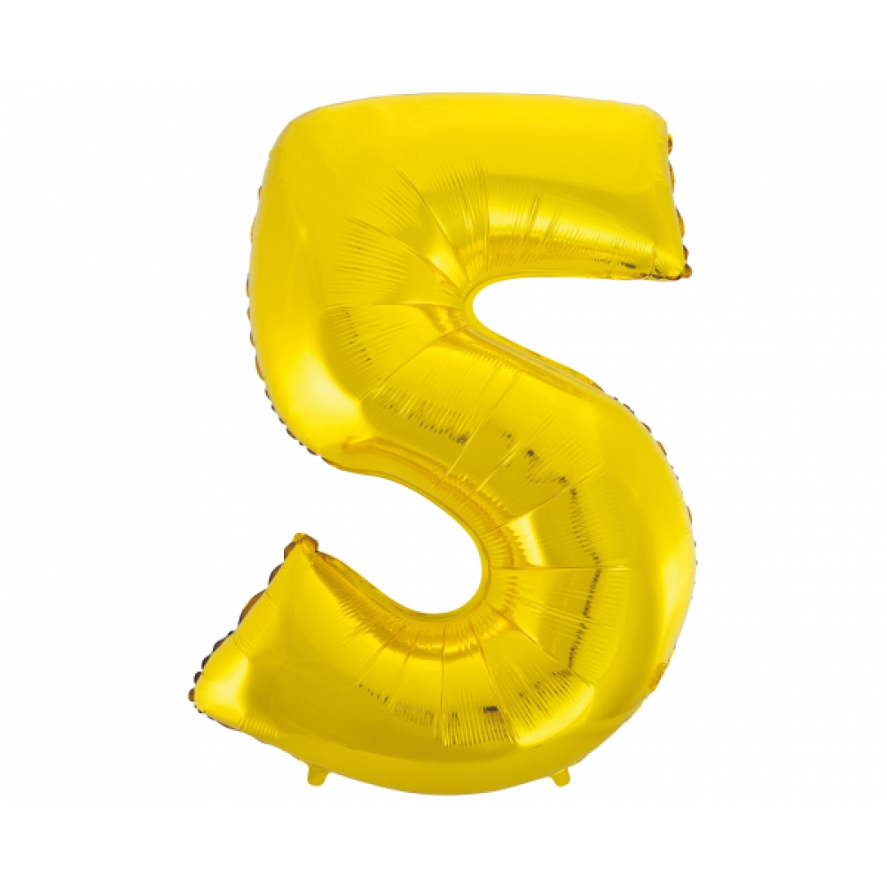 Foil balloon "NUMBER 5" gold