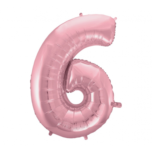 Foil balloon "NUMBER 6" light pink