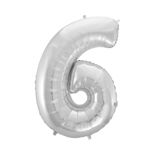 Foil balloon "NUMBER 6" silver