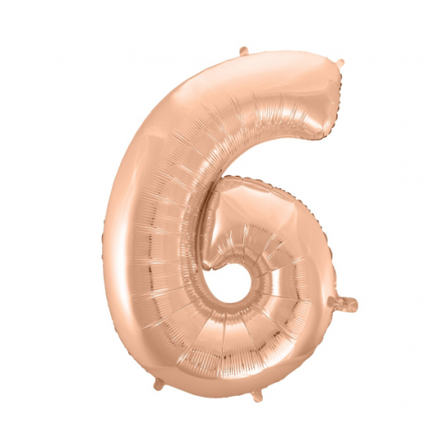 Foil balloon "NUMBER 6" pink-gold