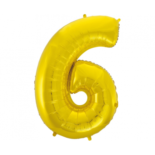 Foil balloon "NUMBER 6" gold