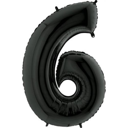 Фольгированный шар "ЦИФРА 6" чёрный