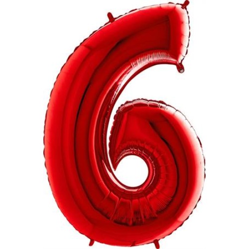 Foil balloon "NUMBER 6" red