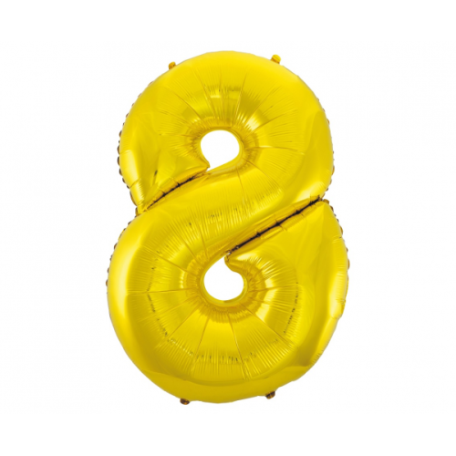 Fooliumist õhupall "NUMBER 8" kuldne