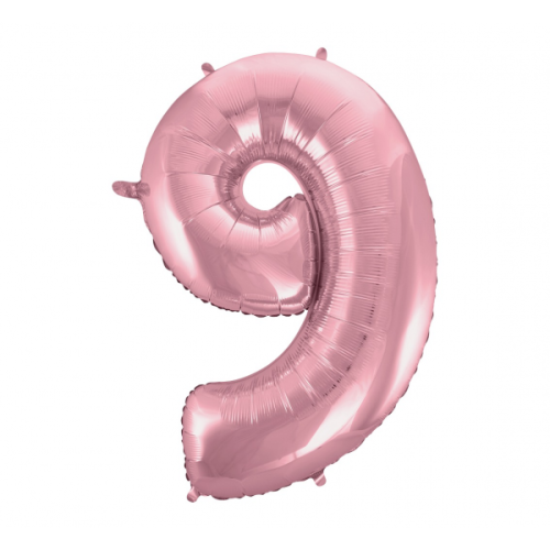Фольгированный шар "ЦИФРА 9" нежно-розовый