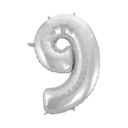 Foil balloon "NUMBER 9" silver