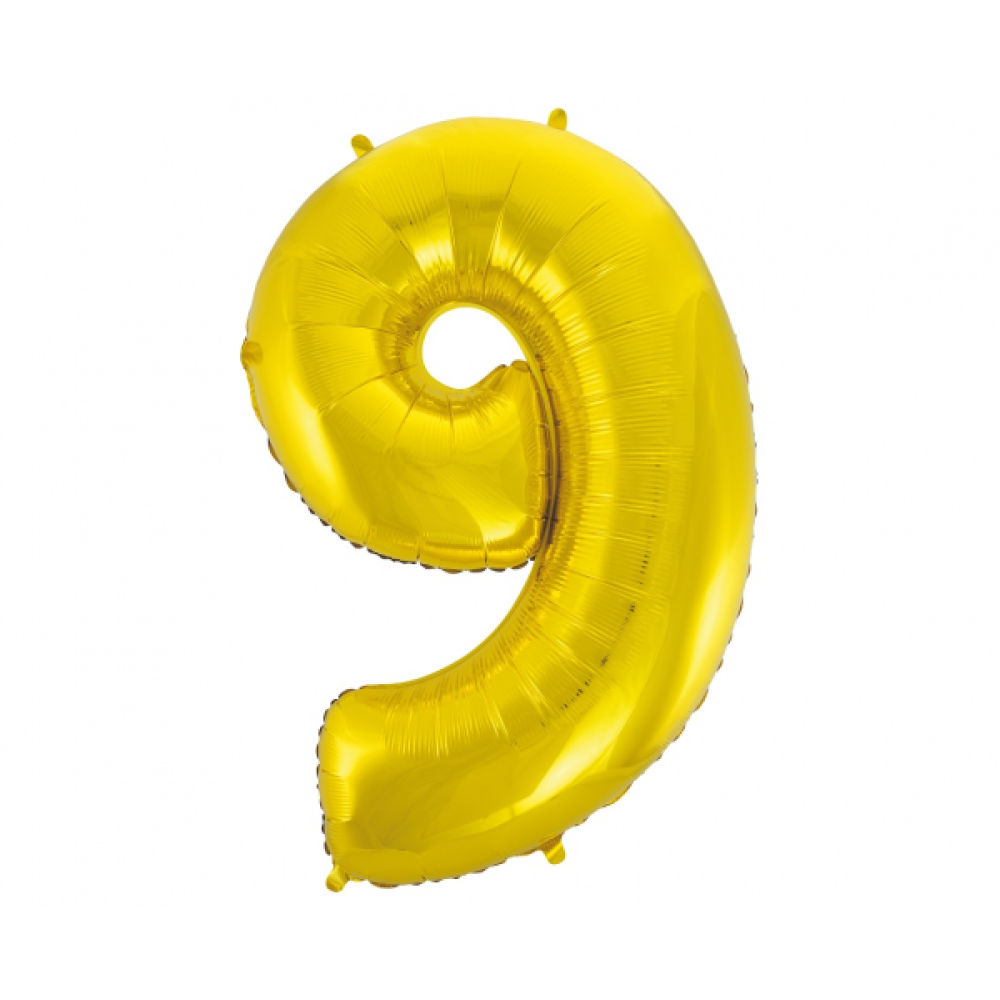 Foil balloon "NUMBER 9" gold