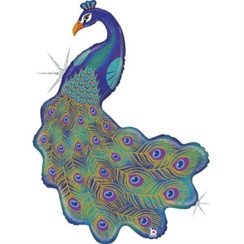 Foil balloon «PEAFOWL», colorful, holographic