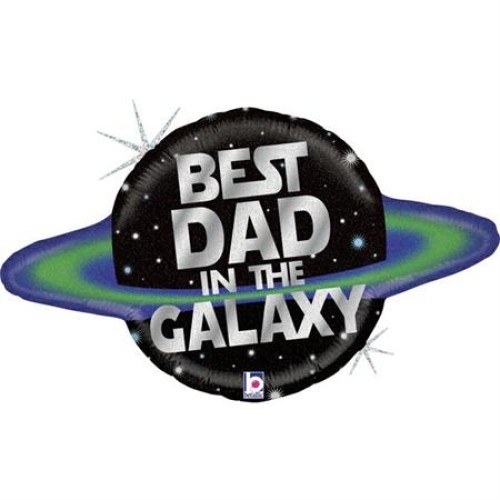 Фольгированный шар планета «BEST DAD IN THE GALAXY», голографическая